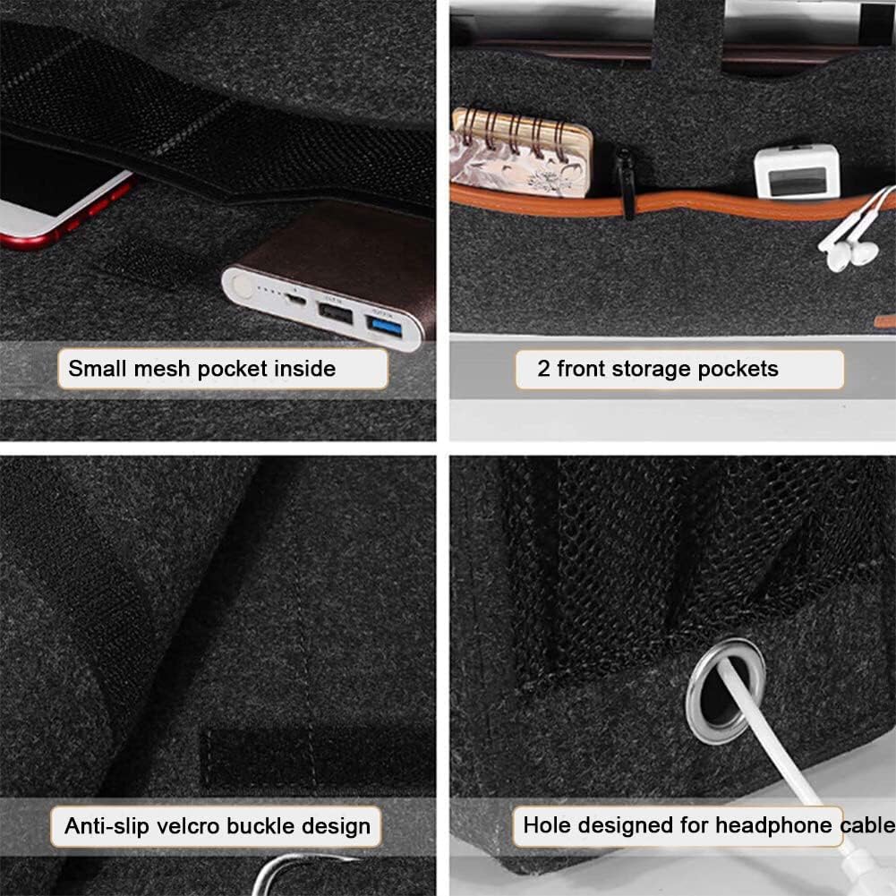 Bedside Caddy,Felt Bedside Storage Organizer, Hanging Storage for Dorm Bed Sofa for tablet Magazine Phone Remotes and Water Bottle Holder (Black)