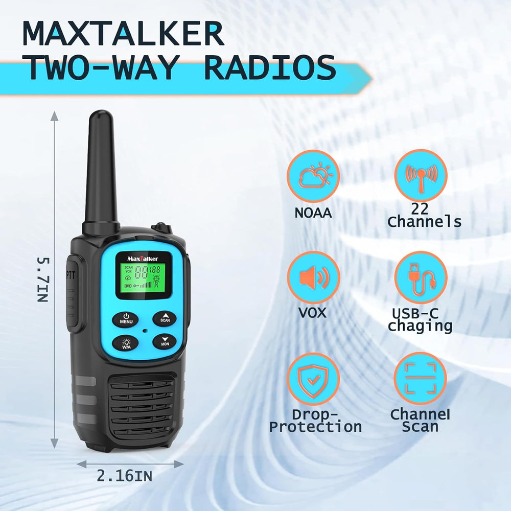 Walkie Talkies Long Range, Rechargeable 22 FRS Channel Two Way Radio 6Pack