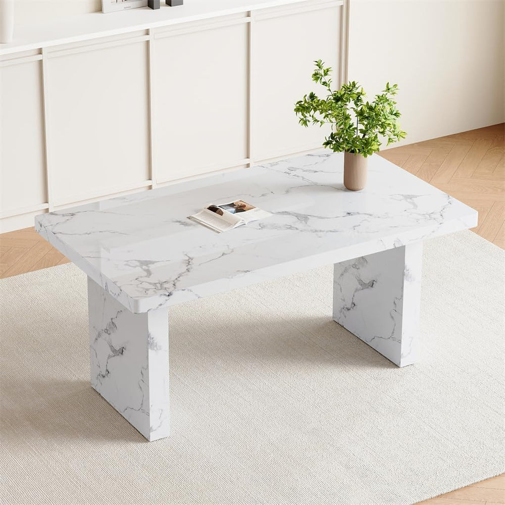 63" Marble Grain Dining Table, Modern Dining Table for 4/6, Dining Room ...