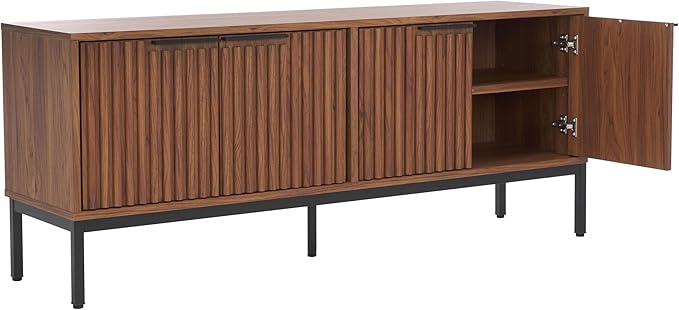 SAFAVIEH Lylia TV Stand for up to 65" Flatscreen – Walnut Brown & Bl...