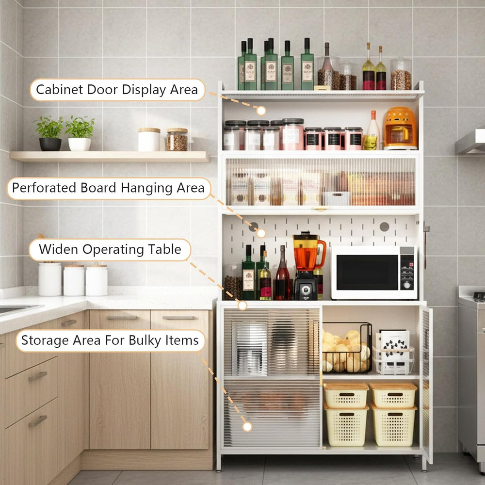 Spaco 73" Tall Kitchen Pantry Cabinet,6 Tiers Food Pantry Cabinet with A...