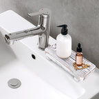 Bathroom Counter Organizer Wooden Display Stand White Pedestal Stand Kitchen Countertop Trays Decoration Small Wood Riser Dish Soap Dispenser Holder for Bathroom Decor Sink Accessories Vanity Tray