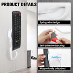 Magnetic Remote Leash Control Holder with Security Cable, Retractable Tidy Anti-lost Rope Organizer Easy Installation Stable Suitable for Projector TV Fan and Air Conditioner Remotes (2Pcs White, L)