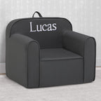 Delta Children Personalized Cozee Chair – Customize with Name – Foam Kids Chair for Ages 18 Months and Up, Dark Grey