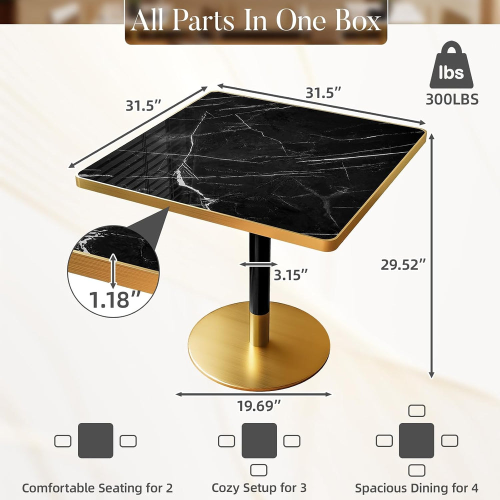 31.5'' Tulip Table, Square Dining Table with Sintered Stone Tabletop ...