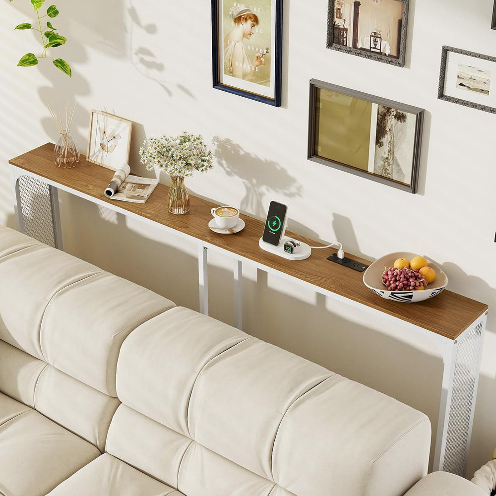 GIANTEX 71" Narrow Console Table with 2 Power Outlets and USB-C Ports | ...