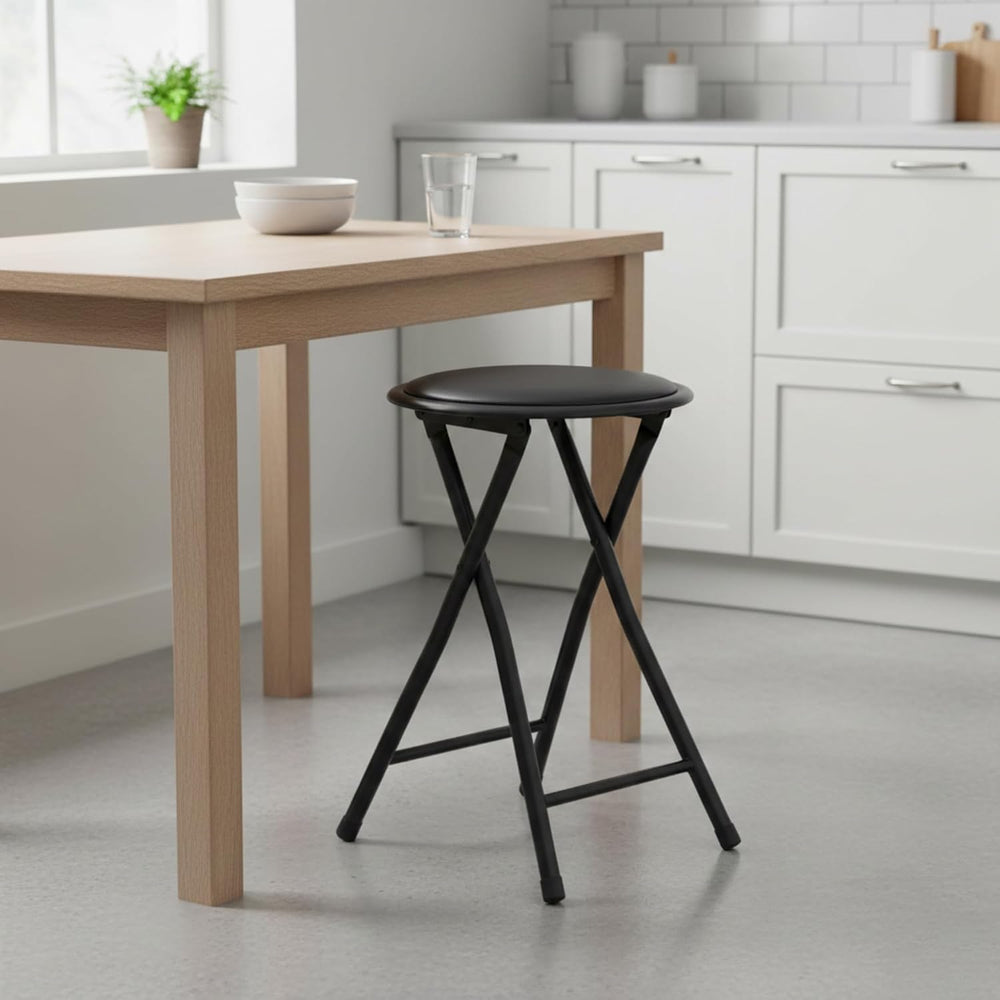 FurnitureR Folding Stool, Backless 18-Inch Stool Chair Collapsible Padded Rou...