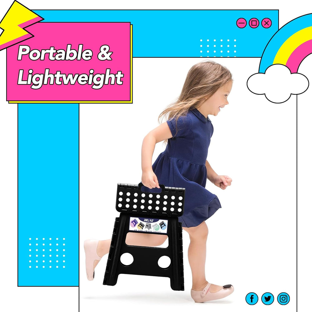 Delxo 13 inch 2 Pack Folding Step Stool, Non-Slip Foldable Stools Up to 300 L...