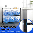 5 Gallon Water Bottle Holder 6-Tray 3/5 Gallon Water Jug Rack with Top Shelf Heavy Duty Jug Stand for Kitchen, Office, Garage Black