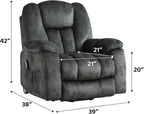 CANMOV Large Power Lift Recliner Chair with Massage, Heat, and USB for Elderly, Overstuffed Wide Recliners, Heavy Duty and Safety Motion Reclining Mechanism, Gray