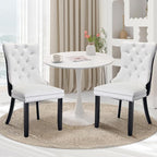 SoarFlash Kitchen Table and Chairs for 2, 31.5" Dining Table Set for 2 with Leather Upholstered Chairs, 3 Piece Round Kitchen Table Set, Dining Room Table Set for Small Space, Apartment, Black/White