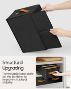 Closet Organizers and Storage - Fabric Clothes Organizer with Handles, Foldable Jeans Organizer for Clothes, Drawer Organizer for Shirts, Bra, Sweater, Scarf, 4 Pack, Black