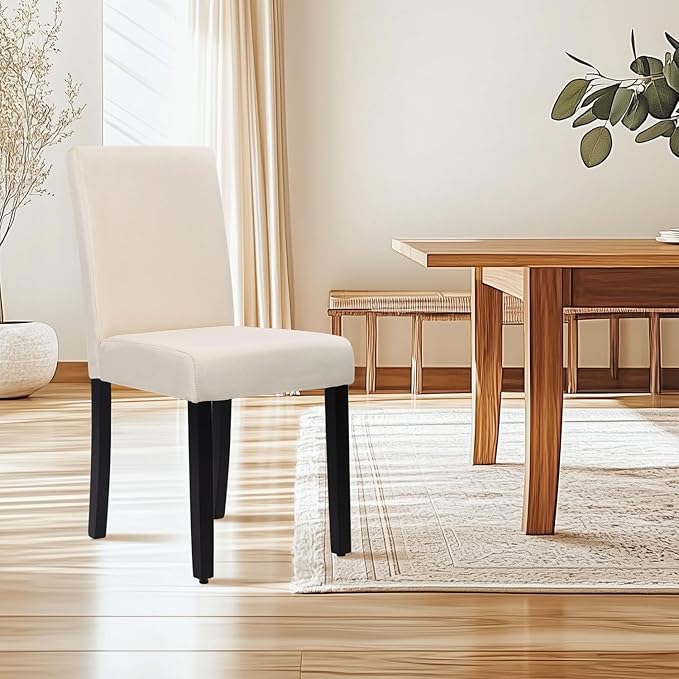 FDW Dining Chairs Set of 4,Dining Room Chairs Elegant Design Modern Fabric Upholstered Dining Chairs,Beige