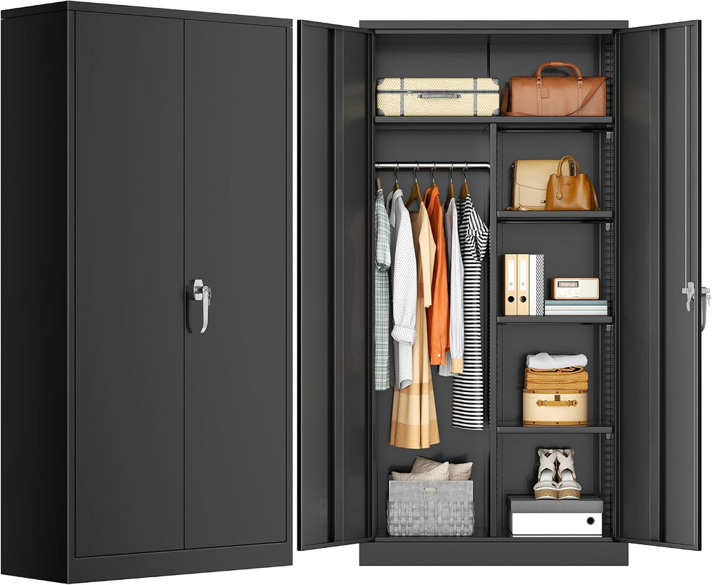 INTERGREAT Metal Wardrobe Cabinets with Lock, 72" Clothing Storage Cabin...