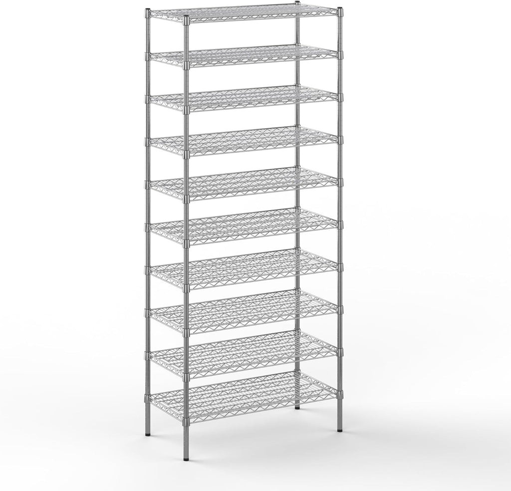 18" Deep x 36" Wide x 86" Height Wire Shelving Kit | 10-Tier | NSF Commercial Storage Rack Unit