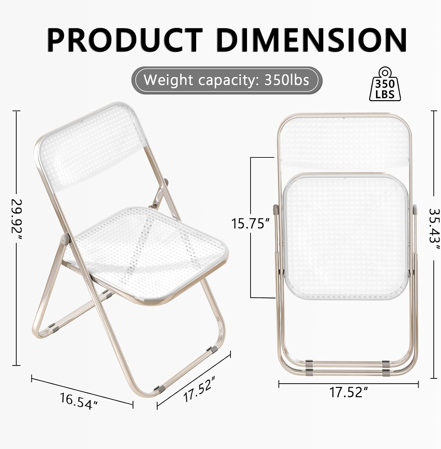 Folding Chair, 2 Pack Plastic Chair, White | Breathable folding chair with steel frame, 300lbs capacity. Portable & stackable for indoor, outdoor, events & parties.