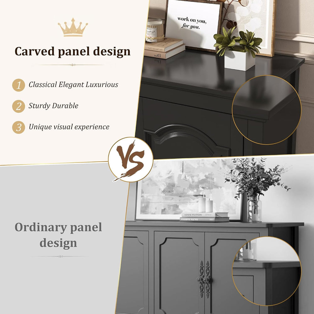 32" Black Buffet Cabinet with Storage, Farmhouse Sideboard Cabinet