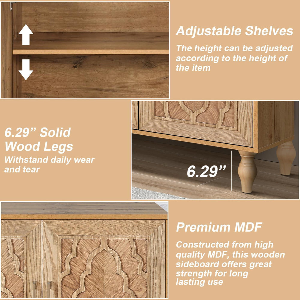 Sideboard Buffet 63" Credenzas for Living Room, Entryway Table with Stor...