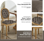 French Country Dining Chairs Set of 8, Gray Kitchen & Dining Room Chairs, Velvet Kitchen Chairs, Tufted Upholstered, Wood Legs, Sillas De Comedor (Velvet, Grey, 8 Pcs)