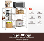 soges Baker's Shelves, Kitchen Shelf, Standing Shelf, Microwave Holder, Baker's Shelf, Household Shelf with 3 Shelves, Multifunctional Kitchen Shelf Storage, Side Trolley, White