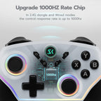 ISHAKO Wireless PC Controller – Gaming Controller with Hall Effect Joysticks, 3-Stage Hall Triggers, 1200mAh Battery, 1000Hz Polling, 4 Back Buttons, RGB Lighting, 1200mAh Battery – Works with Windows, Mac, Steam, Luna, Tesla, iOS, Android, Switch- White