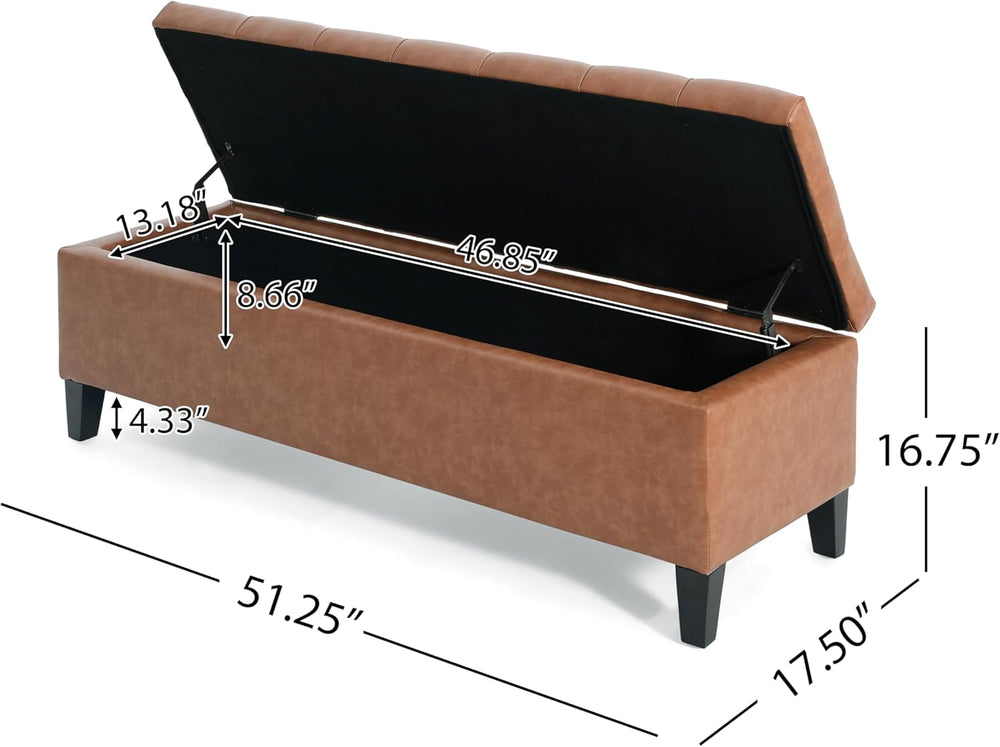 Christopher Knight Home Ottilie PU Leather Storage Ottoman Bench, Wooden Rect...