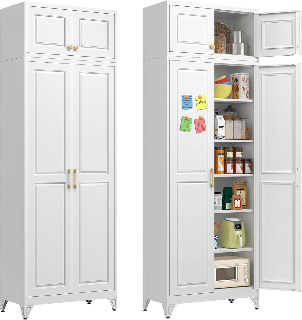 Polup 90" Pantry Cabinet, Tall Metal Storage Cabinet with Doors and Shelves