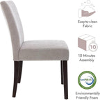 Watson & Whitely Upholstered Kitchen & Dining Room Chairs with Low Back, Performance Fabric Dining Chairs Set of 2, Modern Armless Dining Chairs with Solid Wood Legs, Gray