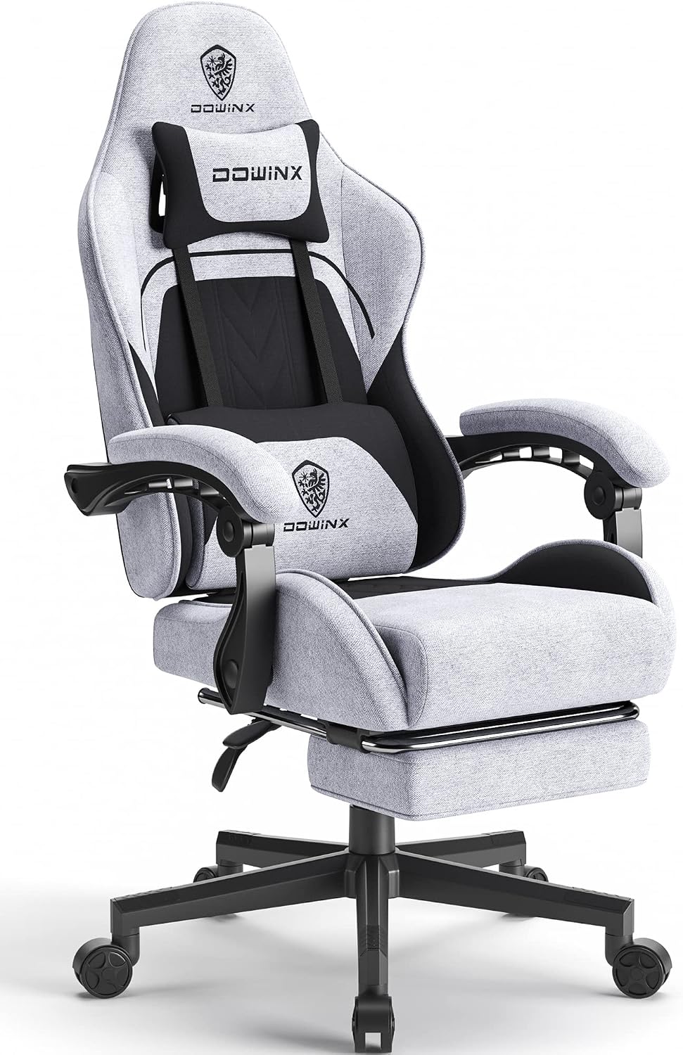 Dowinx Gaming Chair Fabric with Pocket Spring Cushion, Massage Game Chair Clo...