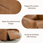 CHITA Faux Leather Power Recliner Chair, Swivel Glider, Camel | Nursery Rocking Chair for Adults with USB & Type-C Charging Ports, Electric Recliner for Living Room & Bedroom