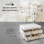 All Hung Up 6-Tier Wall Jewelry Organizer–Jewelry Holder for Necklaces, Earrings, Rings & Bracelets, Rotating Branches Wall Mounted Jewelry Organizer 120 Earring Holes, No-Drill Installation (White)