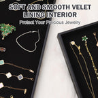 Velvet Jewelry Tray for Drawers Black Jewelrys Display Tray Stackable Jewelry Organizer Trays for Necklace Bracelet Ring Watch (4, Black)
