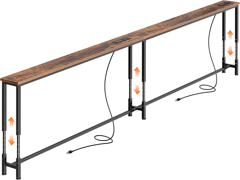 Huuger 102.4 Inch Sofa Table with Power Outlets, Skinny Behind Couch Table | ...