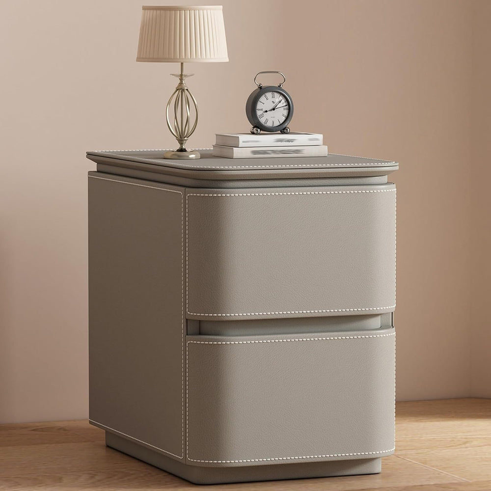 Small Nightstand Leather Finish, Narrow Modern Bedside Table, Night Stand end...