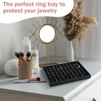 Wenqik 4 Pcs Cardboard Ring Holder with Velvet Lining, 100 Slot Inserts Stackable Ring Display Tray,13.8 x 9.4 x 1.2 inch(Black)
