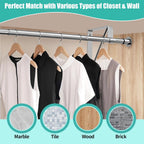 Closet Rod, 16 to 100 Inch Closet Rods Heavy Duty Adjustable Wardrobe Poles for Hanging Clothes and Heavy Duty Bracket Closet Pole Support (The Shelf NOT Included)(Silver)