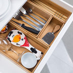 Bamboo Drawer Organizer - Kitchen Utensil Organizer Silverware Tray Cutlery Holder，Office Desk Supplies and Accessories (15X5.9X2.6 inch)