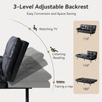 71" Convertible Futon Sofa Bed,Bright Black Faux Leather Futon Couch,Memory Foam Reclining Sleeper Sofa Bed,Modern Folding Small Loveseat Couches for Living Room,Office,Apartment