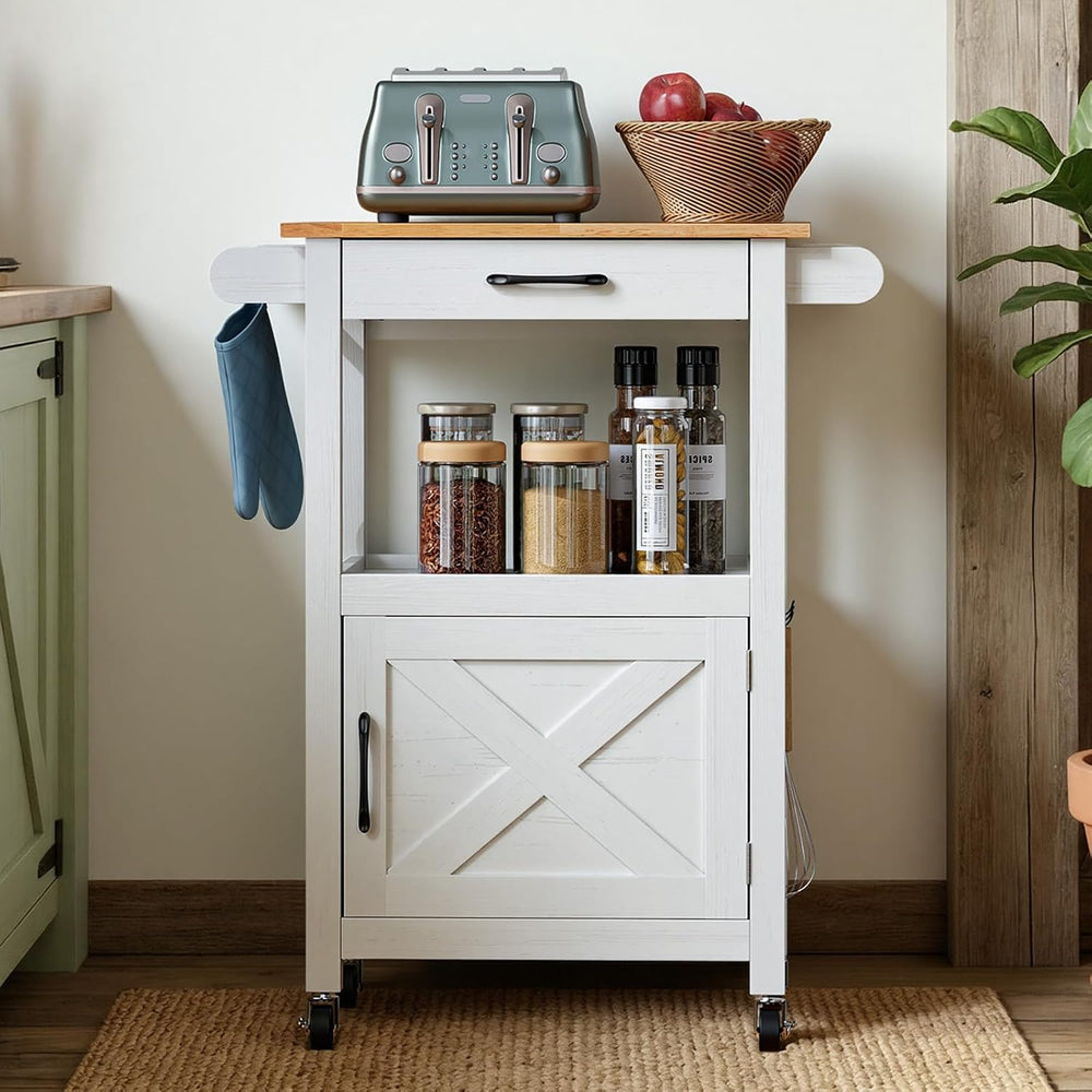 VINGLI Rolling Kitchen Island Cart with Storage Cabinet & Microwave Stand...