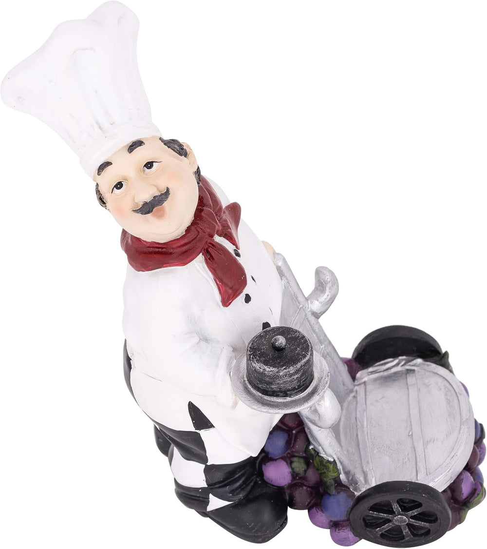 Italian Chef Wine Bottle Holder - Single Bottle Display Stand with Grapes - D...