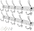 GlazieVault Coat Rack Wall Mount - Stainless Steel Coat Hooks (2 Pack) - Heavy Duty Wall Hooks for Clothes & Accessories (Silver Tri)