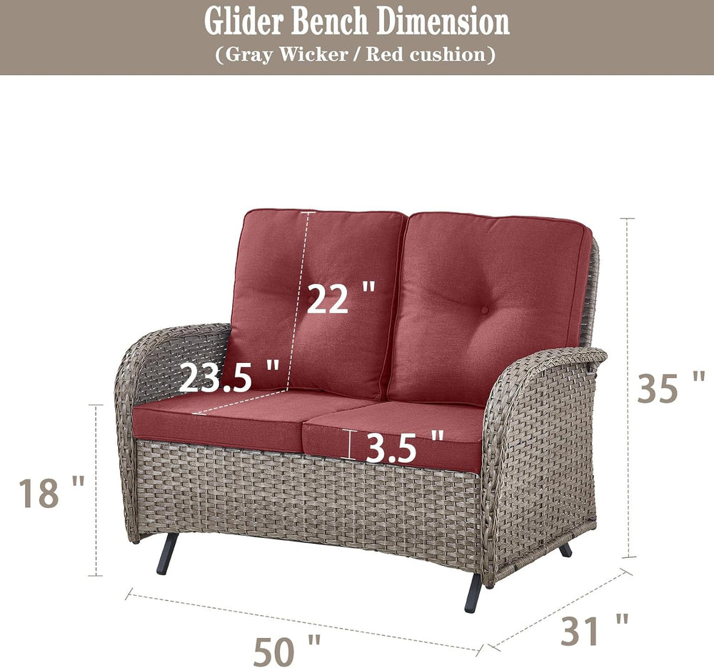 Belord Outdoor Glider Bench Patio Loveseat - 500 Lbs Weight Capacity 2 Seater...