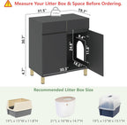 Large/Tall Litter Box Enclosure, Modern Wooden Litter Box Furniture for XL Litterbox with Drawer as Sideboard Cabinet (Black)