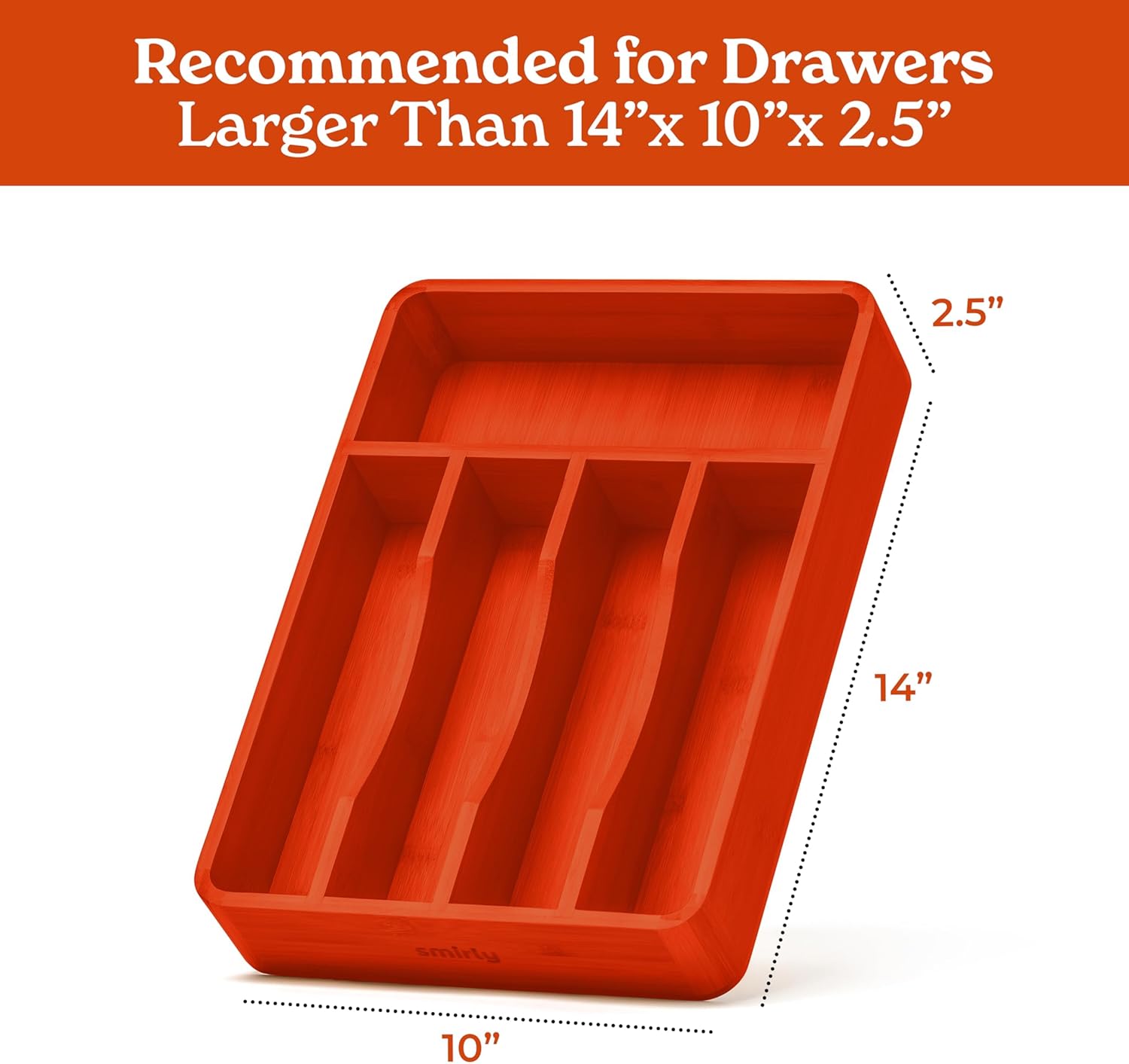 SMIRLY Silverware Drawer Organizer – Bamboo Kitchen Drawer Organizer, Adjustable Utensil Holder and Cutlery Tray, Drawer Dividers for Flatware and Kitchen Utensils