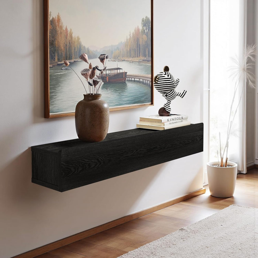 Floating Solid Wood Console Table, 32'' Wall Mounted Narrow Entryway ...