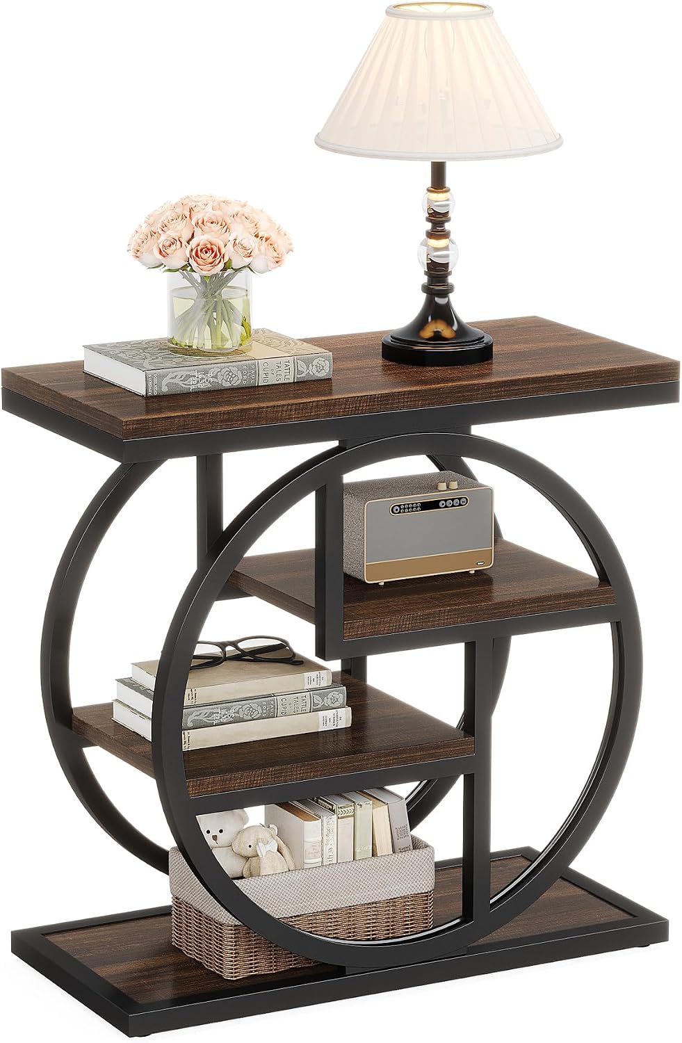 Tribesigns End Table for Living Room, Wooden Narrow Side Table with Storage S...