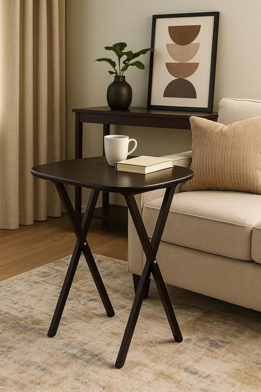 Ergode Wood Cade 2-Piece Snack Table Set - Stylish Folding Tables, Durable X-...