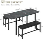 VECELO 3-Piece 63" Extendable Kitchen Table with Benches/Chairs, Modern Breakfast Dinette/Dining Room Set for 4/6/2, Small Space Saving Design, Easy Assembly