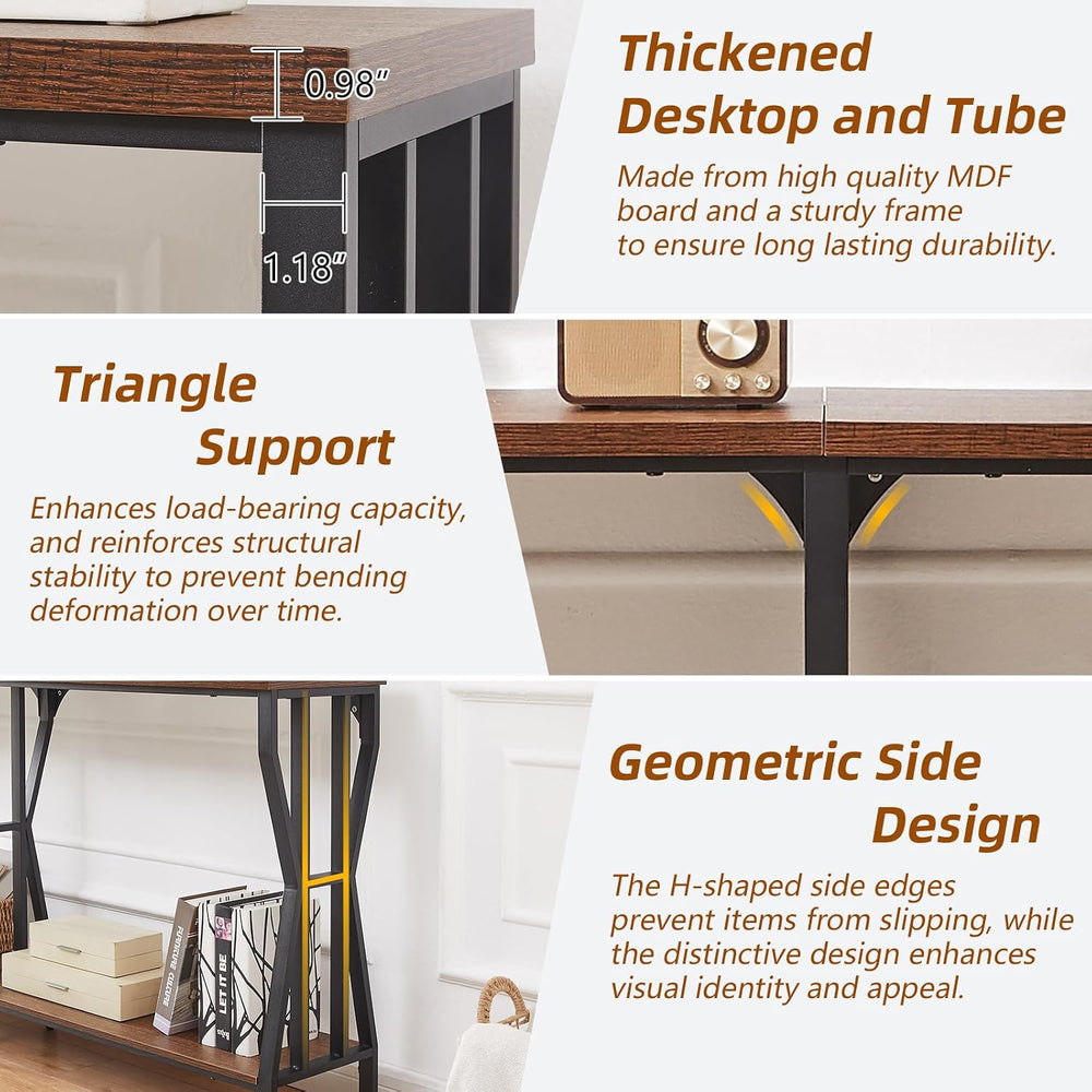 HOMISSUE Sofa Console Table, 70.9" Extra Long Sofa Table with 2-Tier Sto...