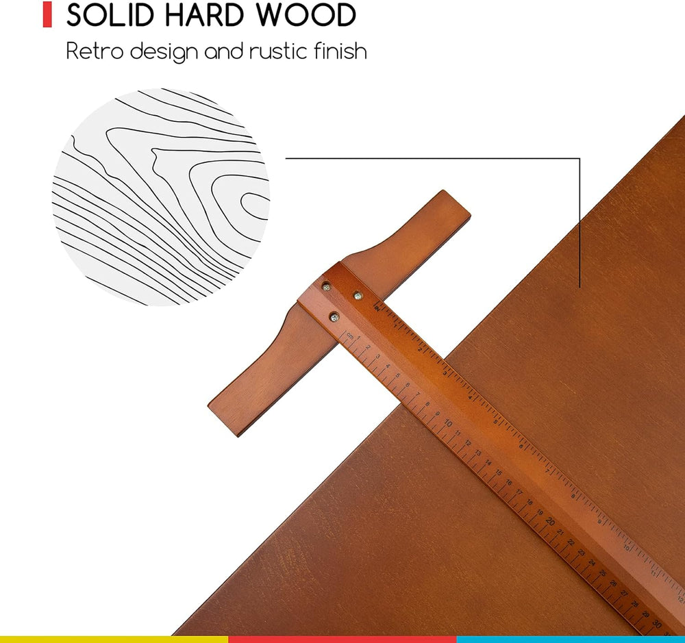 MEEDEN Walnut Drafting Table and Solid Beech Wood Canvas Print Rack